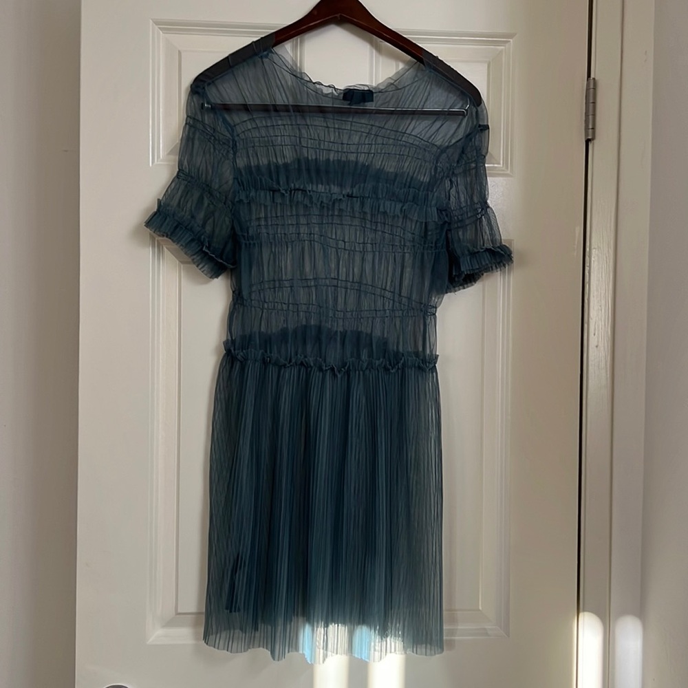 Short blue sheet Topshop ruffle dress